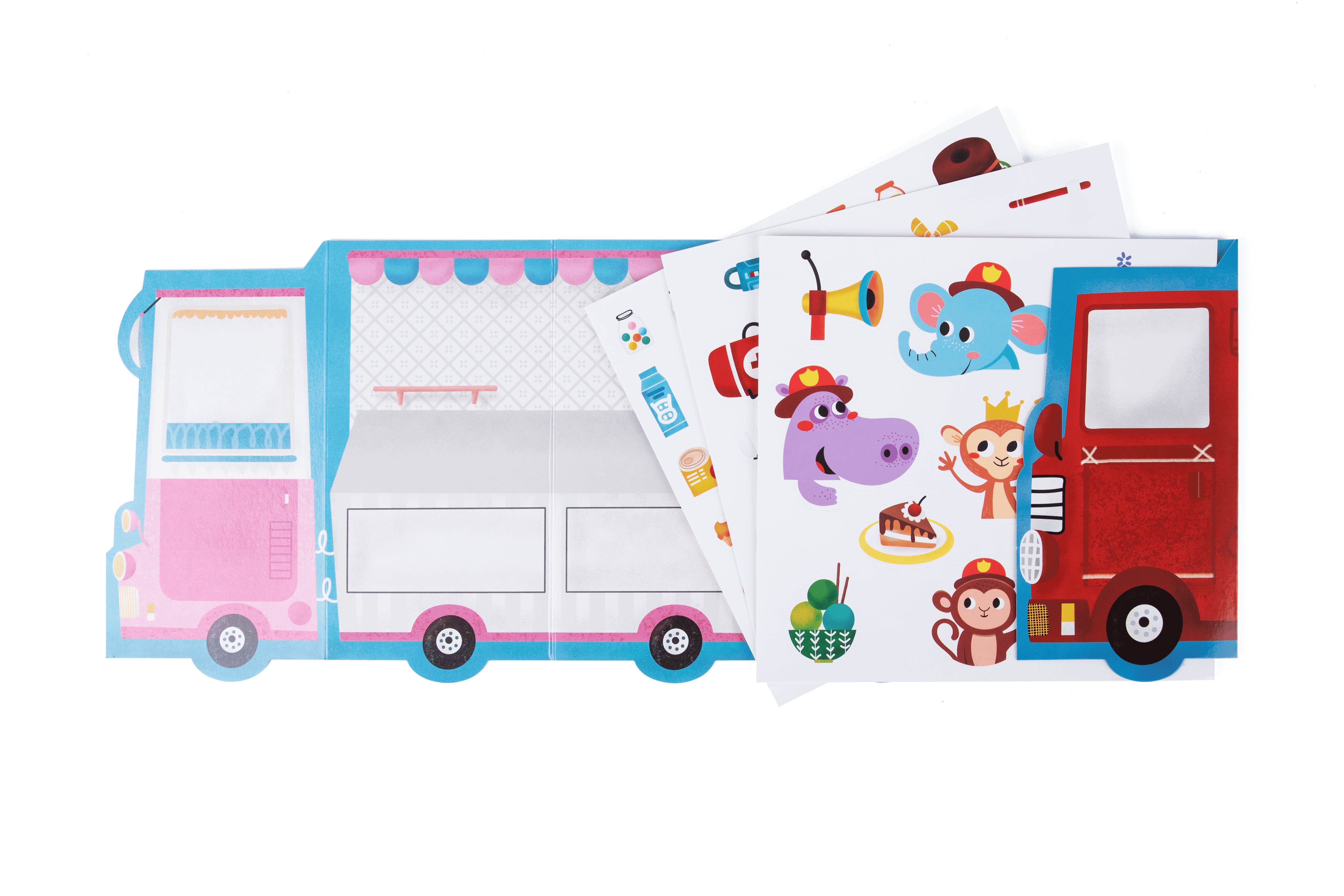 LT046-Reusable Sticker Activity Pad-Fire Truck & Ice Cream Truck